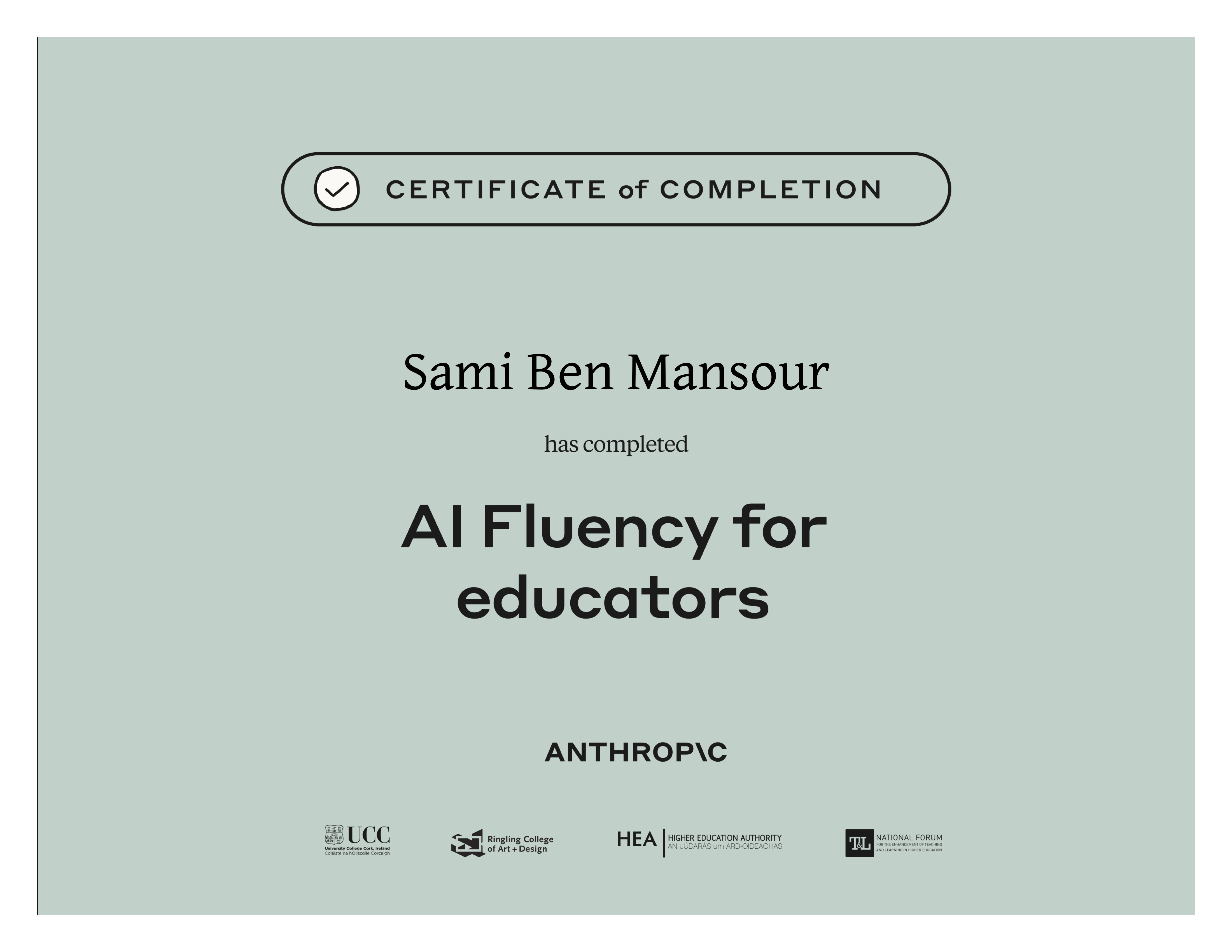 Certificat AI Fluency for Educators — Anthropic